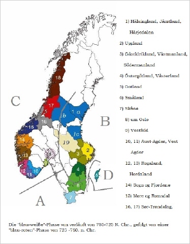 Landkarte mit den Regionen A, B, C