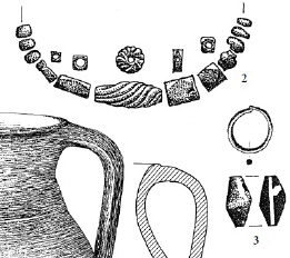 Zeichnung Glasperlen der Samarten, Halskete; Kanne
