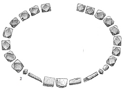 Zeichnung Glasperlen der Samarten, Halskette, polyedrisch